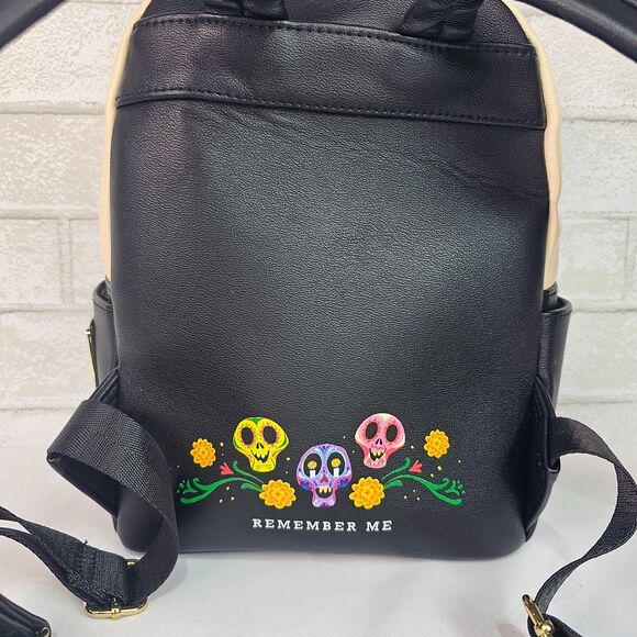 Loungefly Pixar Coco Marigold Floral Mini Backpack Cream Black Disney Bag main image 14